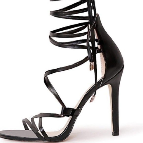 New Sexy Black Tie Up gladiator Heels - Picture 1 of 7